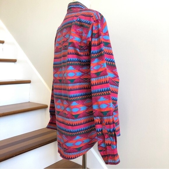 Wrangler Shirt Womens XL Pink Blue 90s Southwestern Western Aztec Vintage New - Picture 7 of 16